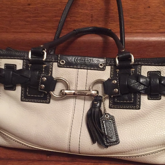 Black & White Coach Satchel - Picture 2 of 3